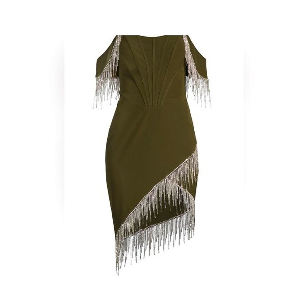Lavish Alice Beaded Fringe Corset Dress Size US 8